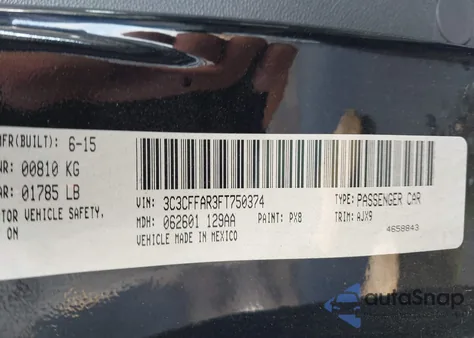 2015 Fiat 500 Pop z USA, uszkodzony, nr VIN 3C3CFFAR3FT750374